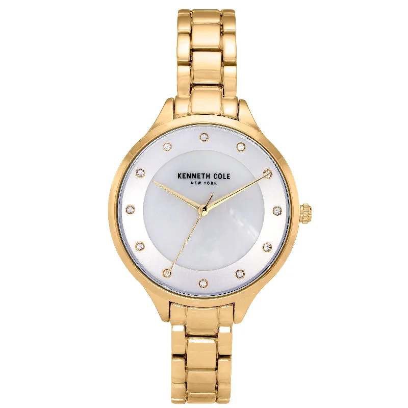 Men's Monogrammed Style Slim Watches-Kenneth Cole Ladies Gold Watch KC50940003