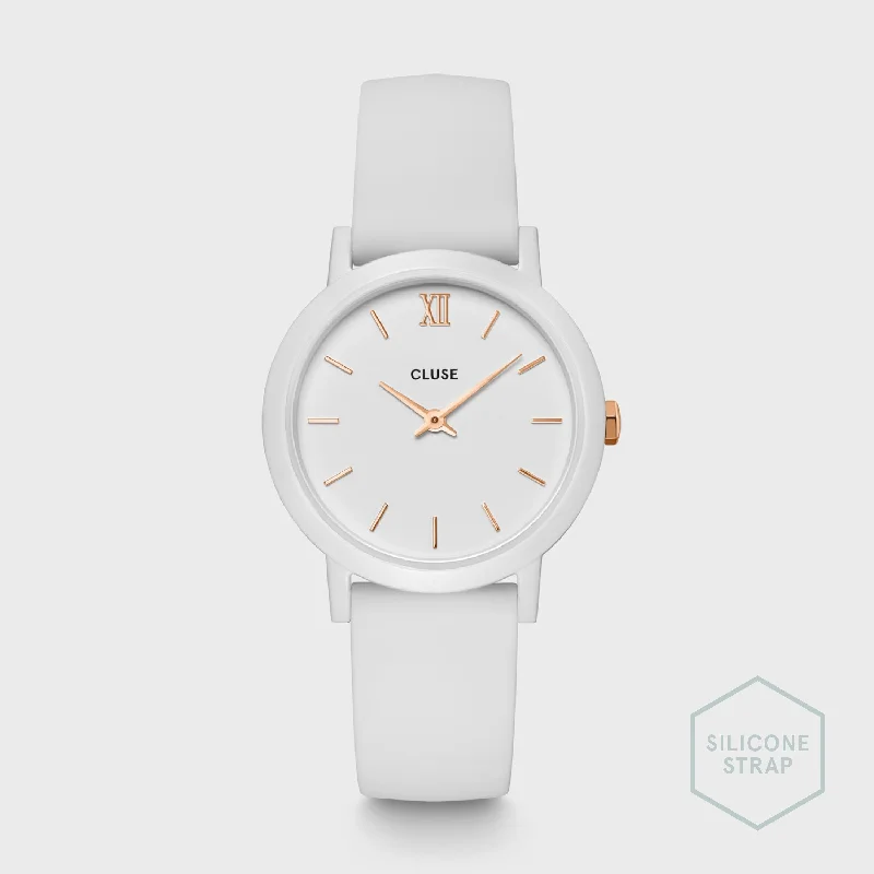 Women's Quartz Movement Style Mechanical Watches-Minuit Watch Nylon, White, Rose Gold Colour