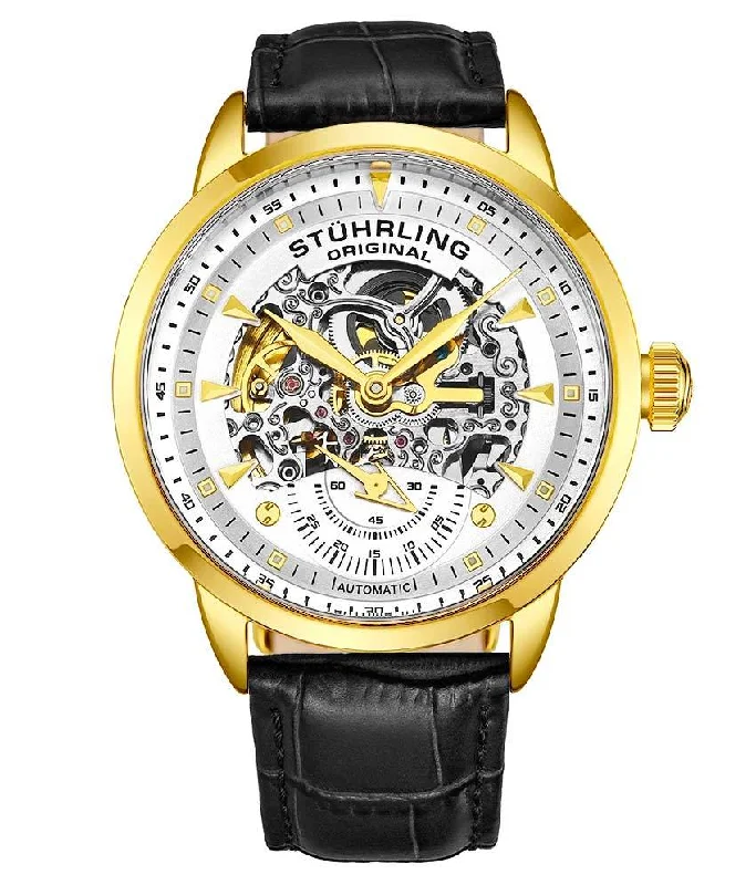 Silver Dial / Gold Case / Black Leather Strap Yellow Gold Layered Tang Buckle