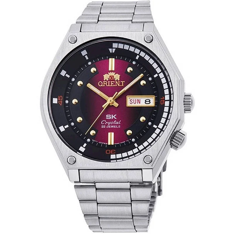 Men's Valentine's Day Style Men's Watches-Orient Classic Diver's Men's Silver Red Watch RA-AA0B02R19B