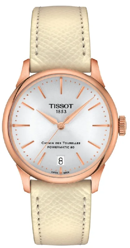 women's Tissot with rubber straps -Tissot Chemin des Tourelles Powermatic 80 34