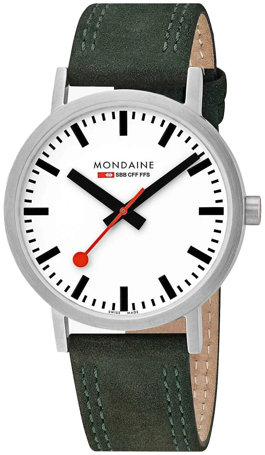 Men's Large Size Style Men's Watches-Mondaine Watch Classic White Green A660.30360.16SBF Men's Large Size Style Men's Watches-Mondaine Watch Classic White Green A660.30360.16SBF