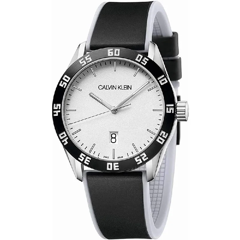 Men's Swiss Personalized Edition-Calvin Klein Men's Complete Watch Silver Silicone K9R31CD6