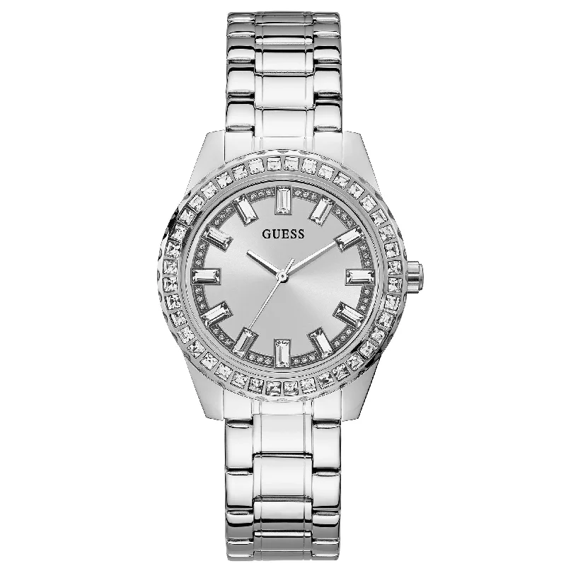 Men's Designer Design Dress Watches-Guess GW0111L1 Ladies Sparkler Silver Watch