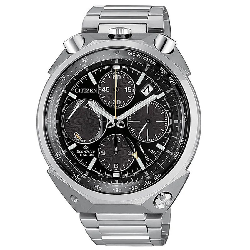 Men's Asian Made Design Sports Watches-Orologio Citizen AV0080-88E cronografo Bull Head nero