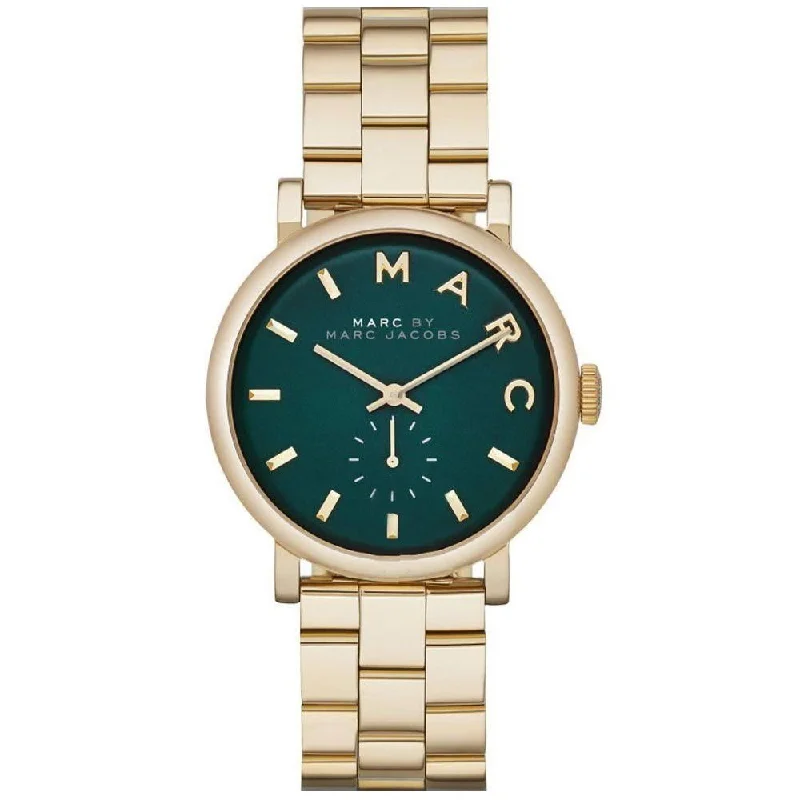 Men's Quartz Movement Design Dress Watches-Marc Jacobs MBM3245 Ladies Baker Gold Green Watch