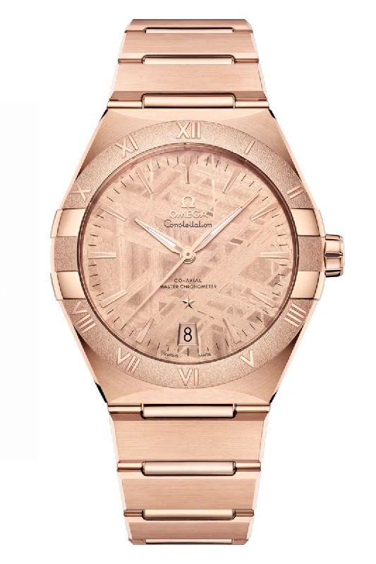 Men's Casual Wear Design Dress Watches-Omega Constellation Rose Gold Meteorite Co-Axial Master Chronometer 41mm 131.50.41.21.99.002