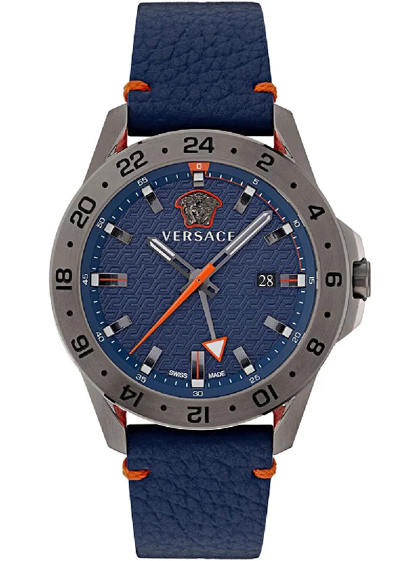 Men's Swiss Watch Store-Versace Men's Watch Sport Tech GMT 45mm Blue VE2W00222
