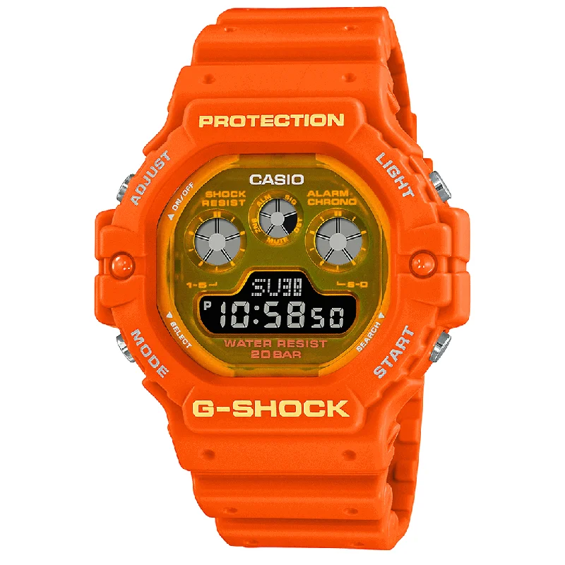 Unisex Eco-Drive Watches-Casio G-Shock Men's Orange Watch DW-5900TS-4ER