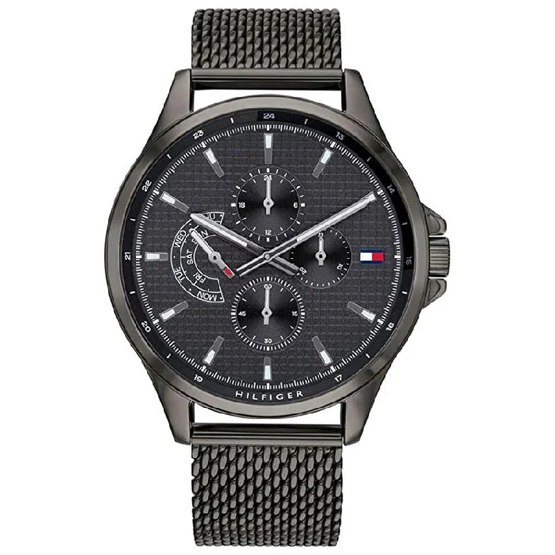 Men's Solar Powered Dress Watches-Tommy Hilfiger 1791613 Men's Shawn Black Chronograph Watch