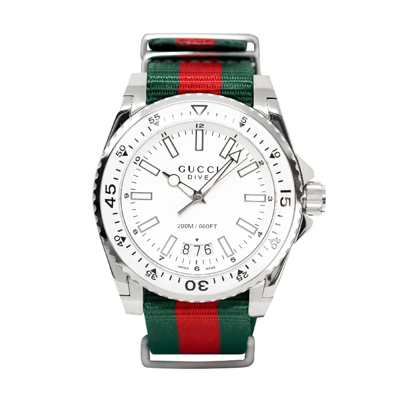 Men's Swiss Watch Comparison-Gucci Watch Dive Men's 45mm Silver YA136207