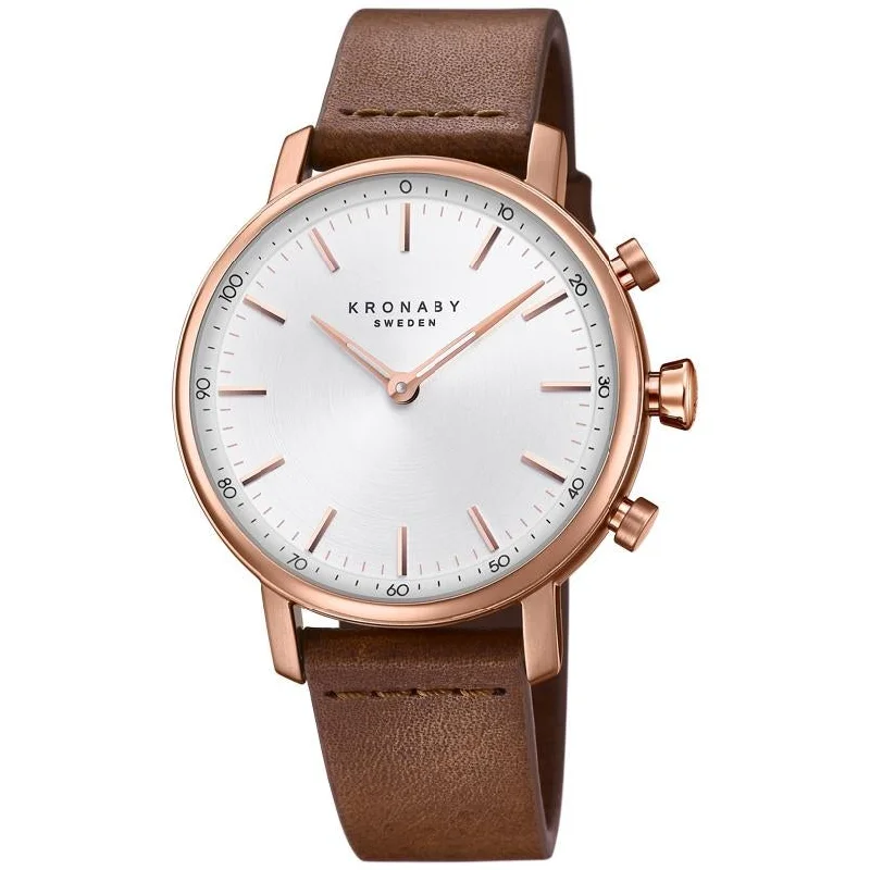 Men's Mid-Range Slim Watches-Kronaby S1401/1 Ladies Brown Carat Hybrid Smartwatch