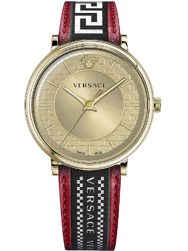 Men's Swiss Casual Wear Edition-Versace Men's Watch V-Circle Gold Red VE5A02021