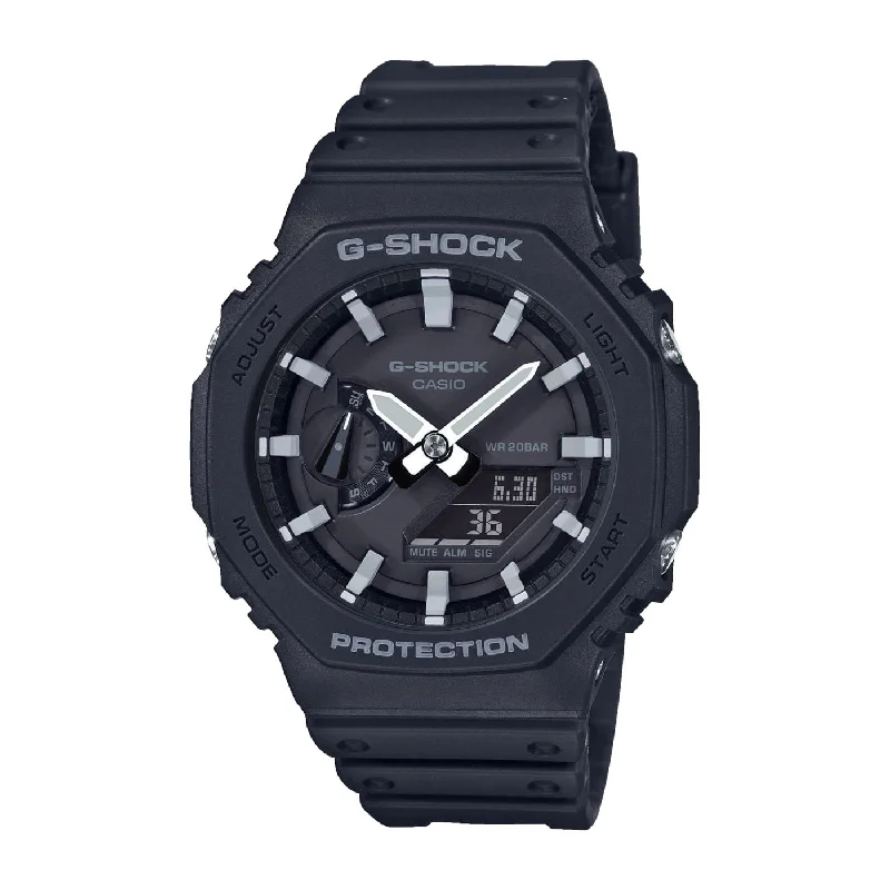 Men's Rectangular Case Design Sports Watches-Orologio G-Shock GA-2100-1AER nero in resina e carbonio