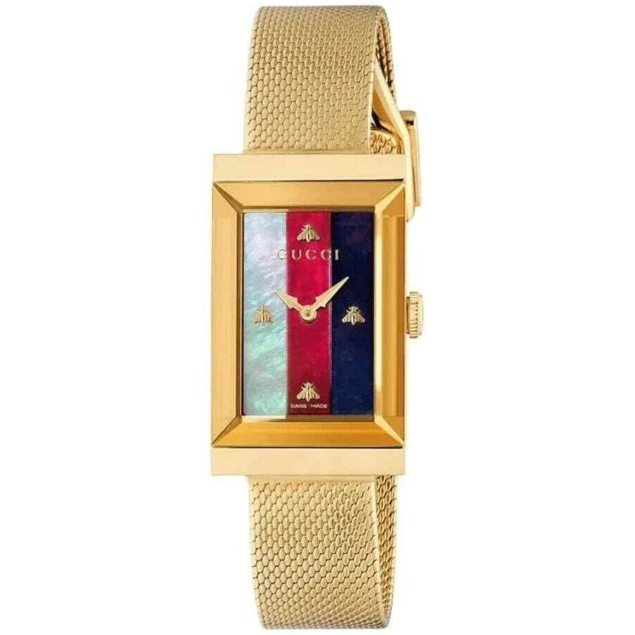 Men's Swiss Hand-Wound Edition-Gucci YA147410 Ladies G-Frame Gold Watch