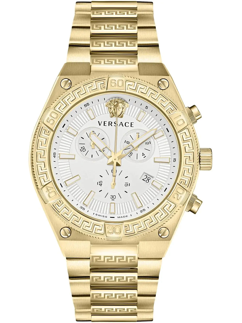 Men's Swiss Designer Edition-Versace Men's Watch Greca Sporty Chronograph 46mm Gold VESO00822
