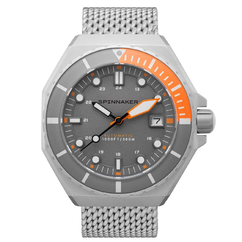 Men's Dive Watches with Transparent Case -Spinnaker Men's Sandblast Grey Dumas  Watch SP-5081-99