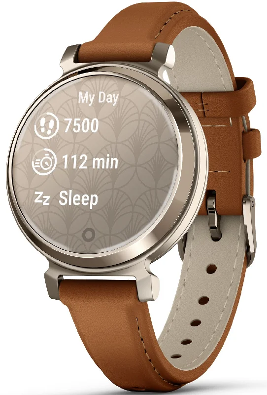 Ladies Smart Watches with Long Battery Life-Garmin Lily 2 Classic Cream Gold & Tan Leather Ladies Smart Watches with Long Battery Life-Garmin Lily 2 Classic Cream Gold & Tan Leather