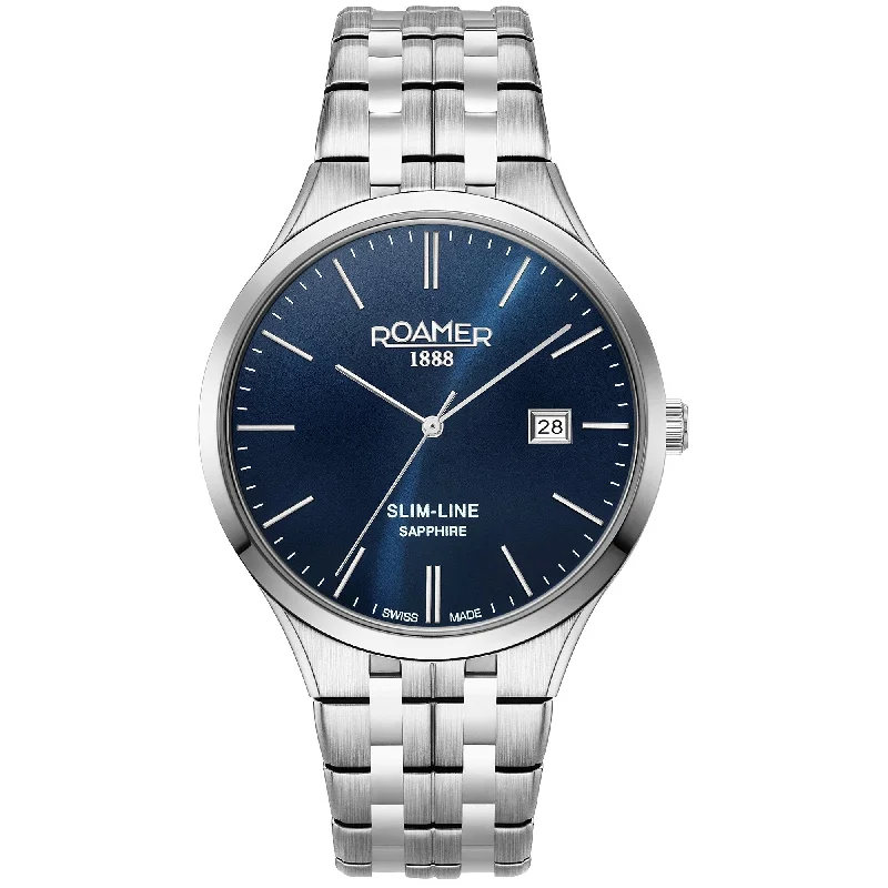 Men's Valentine's Day Design Men's Watches-Roamer Men's Blue Slim-Line Classic Watch 512833 41 45 20