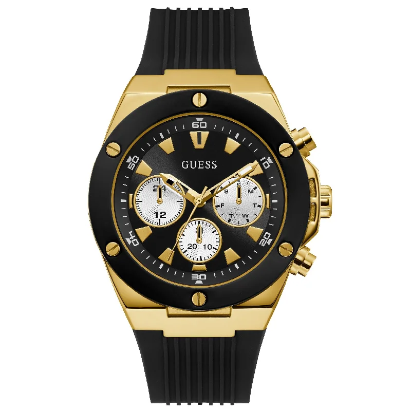 Men's Everyday Wear Design Dress Watches-Guess GW0057G1 Men's Poseidon Black Watch