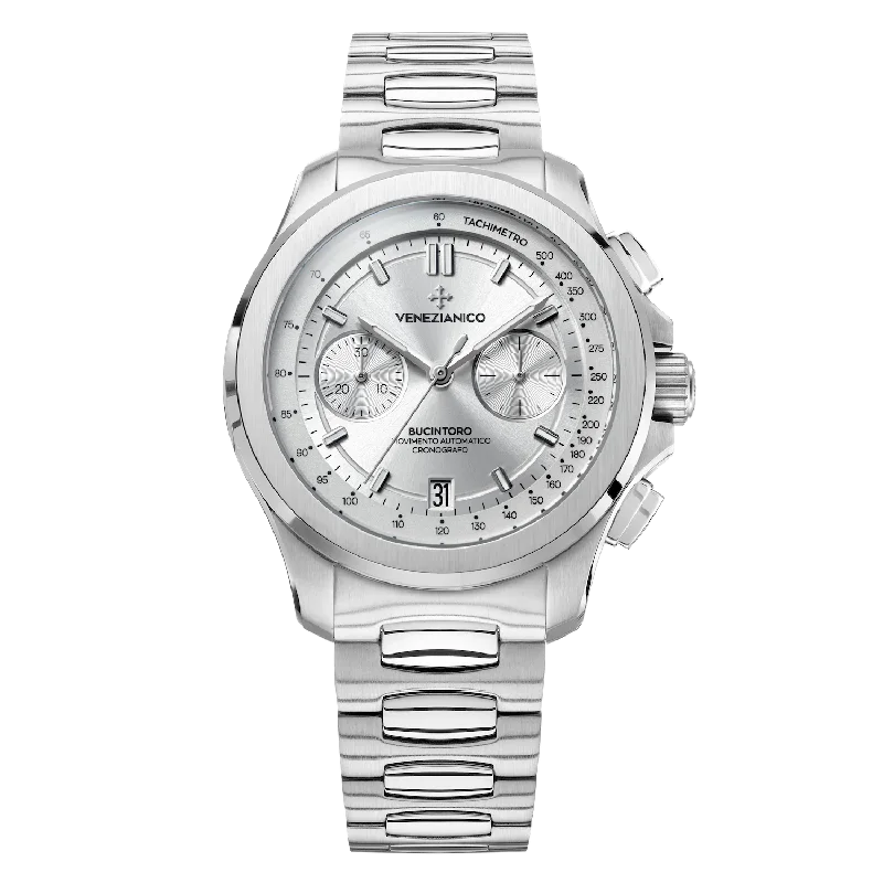 Men's Swiss Watch Holiday Season Edition-Venezianico Automatic Chronograph Watch Bucintoro 40mm Silver 8221503C