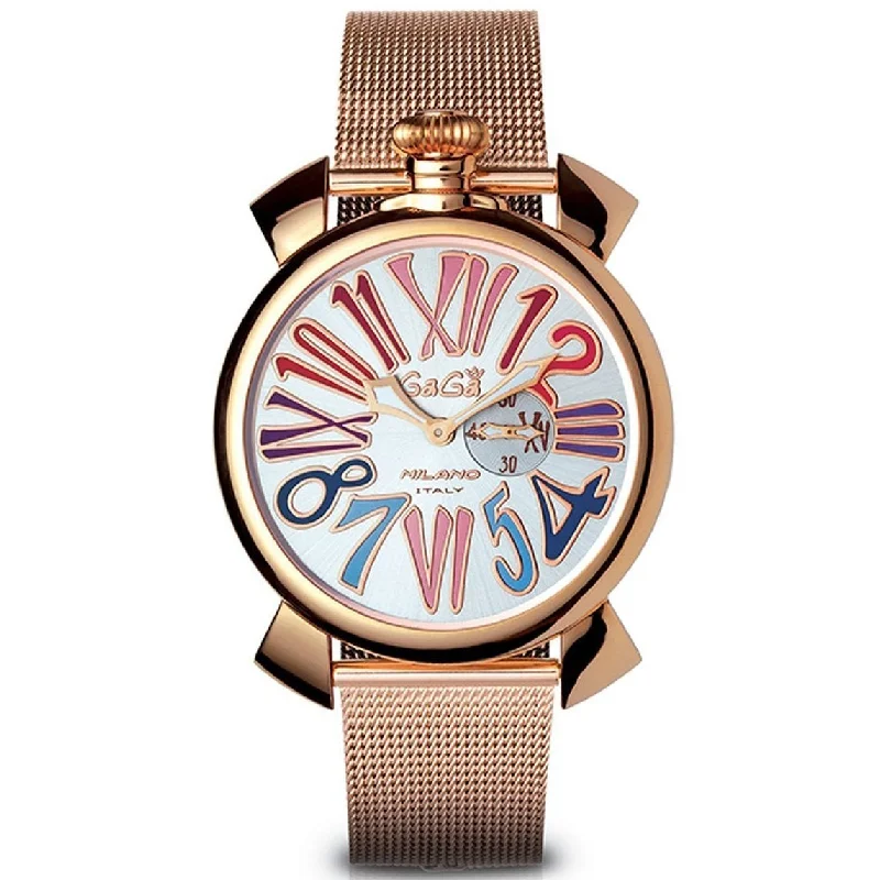 Men's Roman Numerals Field Watches-Gaga Milano Men's Rose Gold Slim Watch 5081.1