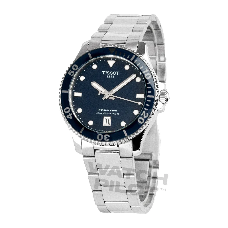 Men's Digital Design Dress Watches-Tissot Seastar 1000 40mm Unisex Blue Watch T1204101104100