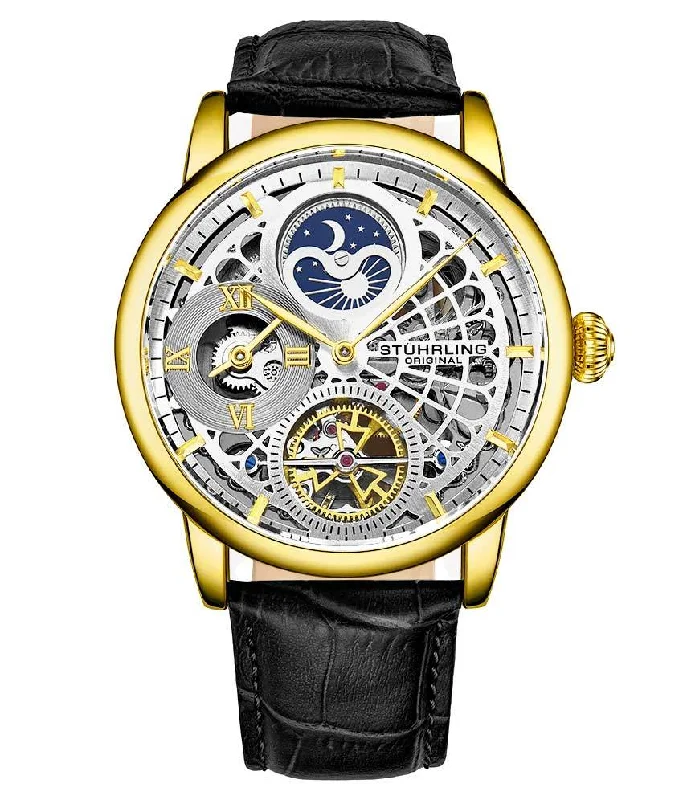 Silver Dial / Gold Case / Black Leather Strap Gold Layered Tang Buckle