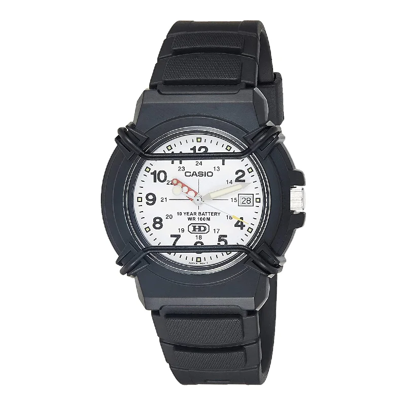 Unisex Large Size Watches-Casio Watch Black White HDA-600B-7BVDF
