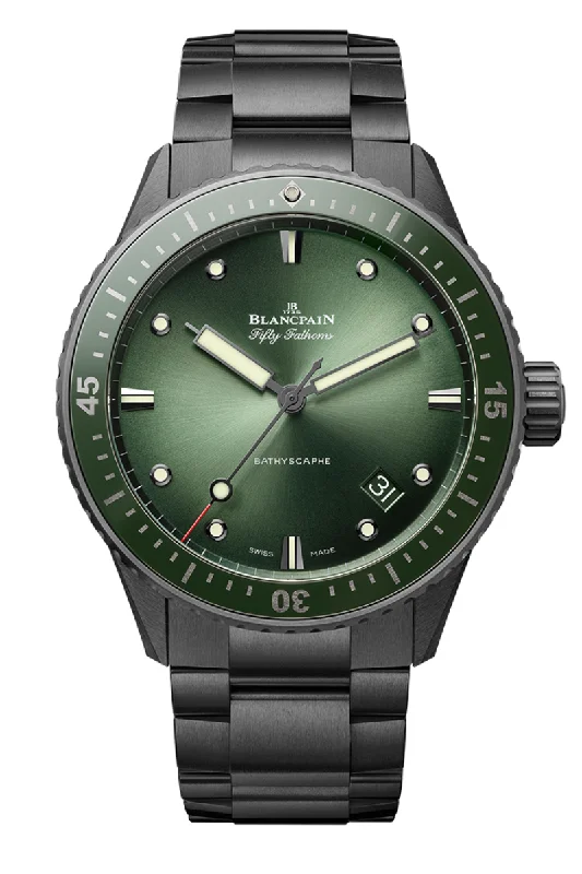 Men's Quartz Dress Watches-Blancpain Fifty Fathoms Bathyscaphe Ceramic 5000 0153 01S