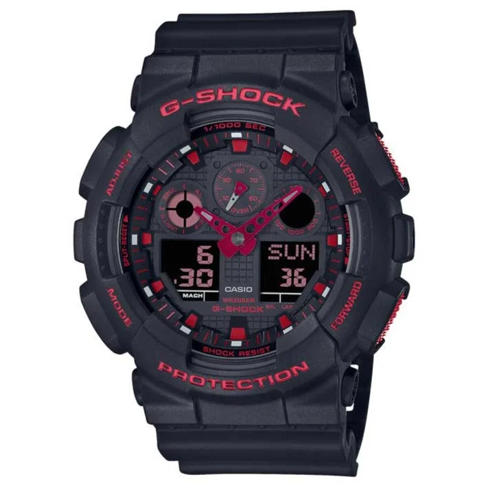 Unisex Unique Shape Watches-Casio G-Shock Men's Black Watch GA-100BNR-1AER