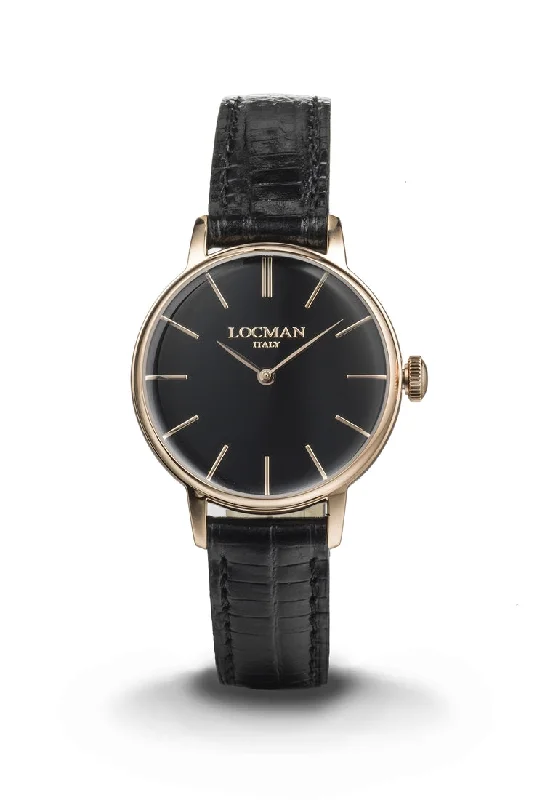 Women's Casual Wear Style Mechanical Watches-Locman 1960 donna nero dorato rosa pelle nera 0253R01R-RRBKRGPK Women's Casual Wear Style Mechanical Watches-Locman 1960 donna nero dorato rosa pelle nera 0253R01R-RRBKRGPK