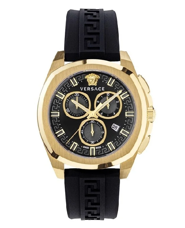 Men's Swiss Mechanical Movement Edition-Versace Men's Watch Chrono Geo 43mm Black VE7CA0423