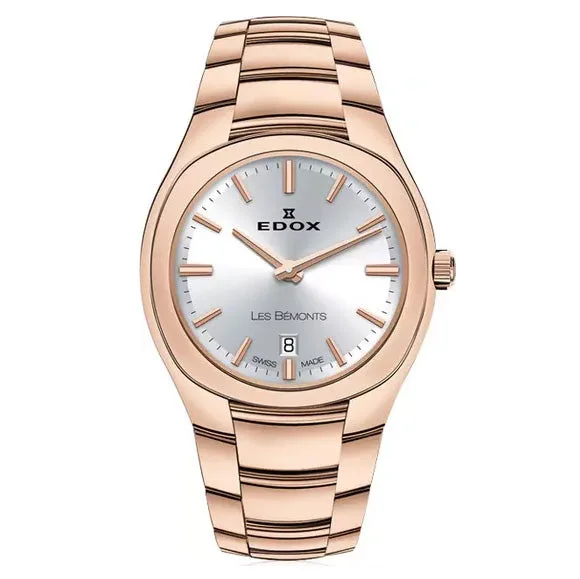Men's Swiss Personalized Edition-Edox Les Bèmonts Ladies Rose Gold Silver Watch 57004-37R-AIR Men's Swiss Personalized Edition-Edox Les Bèmonts Ladies Rose Gold Silver Watch 57004-37R-AIR