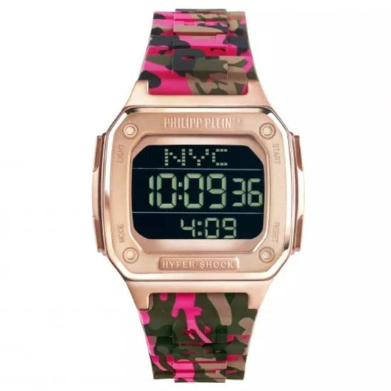 Unisex Thick Case Style Watches-Philipp Plein PWHAA1622 Watch Unisex Hyper Shock Fuchsia Camo Watch