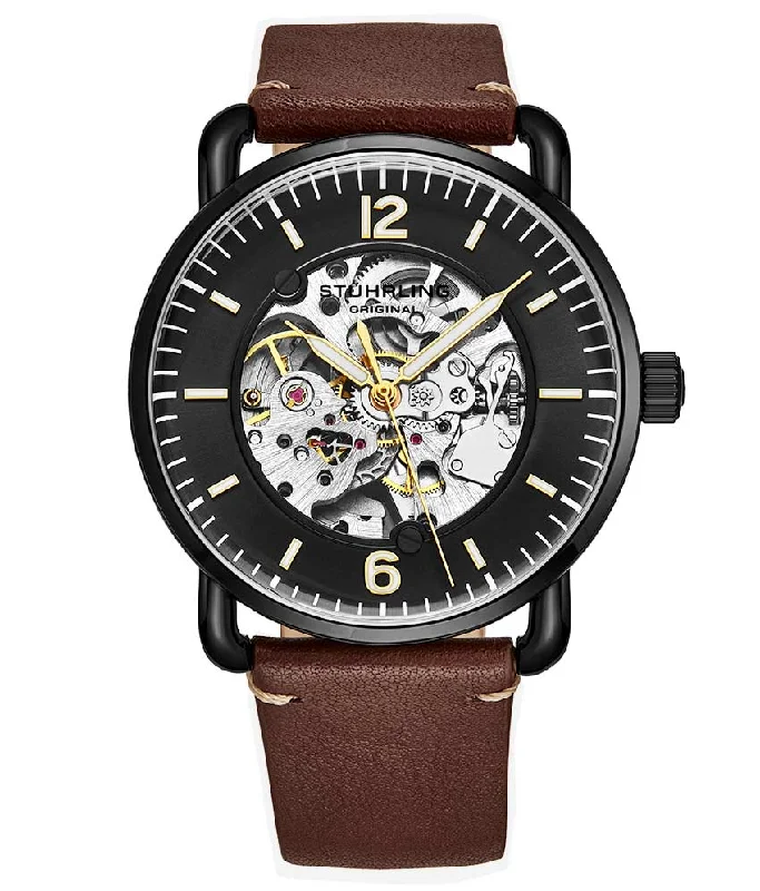 Black Dial/ Black Case/ Brown Leather Strap