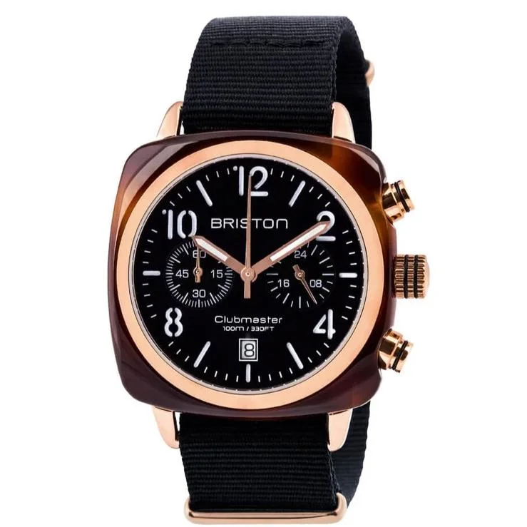 Men's Smart Design Men's Watches-Briston Black Clubmaster Classic Chronograph Watch 14140.PRA.T.1.NB