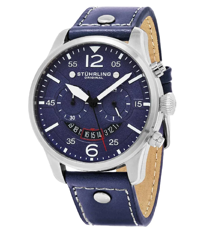 Blue Dial / Silver Case / Blue Leather Strap Tang Buckle