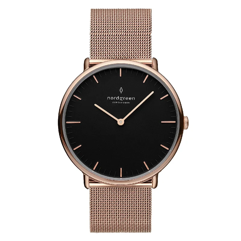 Men's Extra Large Style Dress Watches-Nordgreen Native Rose Gold Mesh 32mm Rose Gold Watch