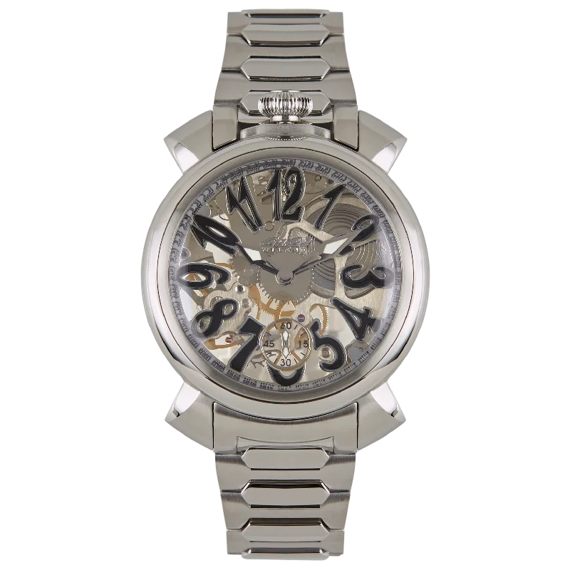 Unisex Luxury Design Watches-GaGà Milano Watch Manuale Forty-Four 44mm Skeleton Steel
