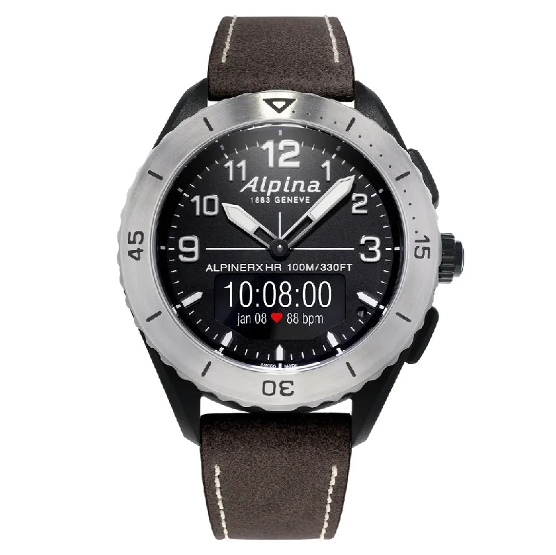 Men's Hand-Wound Digital Watches-Alpina Men's Smartwatch AlpinerX Alive Brown AL-284LBBW5SAQ6