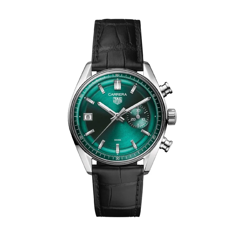 Men's Swiss Winter Edition-Tag Heuer Carrera Men's Green Chronograph Watch CBS2211.FC6545