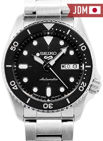 Men's Eco-Drive Sports Watches-Seiko 5 Sports “Sports Style” 38mm Black Ref. SBSA225 Men's Eco-Drive Sports Watches-Seiko 5 Sports “Sports Style” 38mm Black Ref. SBSA225