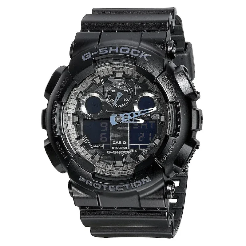 Men's Oval Case Digital Watches-Casio G-Shock Watch Men's Black Crackled GA-100CG-1ADR
