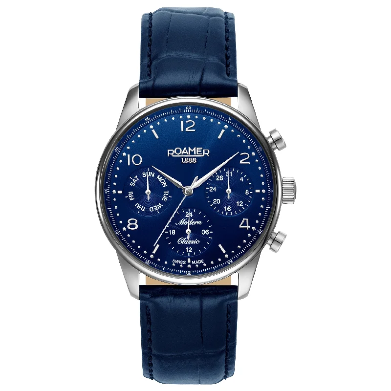 Men's Rectangular Case Style Men's Watches-Roamer 509902 41 44 02 Modern Classic Men's Blue Watch