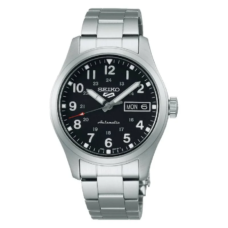 Women's Hand-Wound Mechanical Watches-Seiko 5 Sports SRPJ81K1 field watch 36mm unisex nero Women's Hand-Wound Mechanical Watches-Seiko 5 Sports SRPJ81K1 field watch 36mm unisex nero