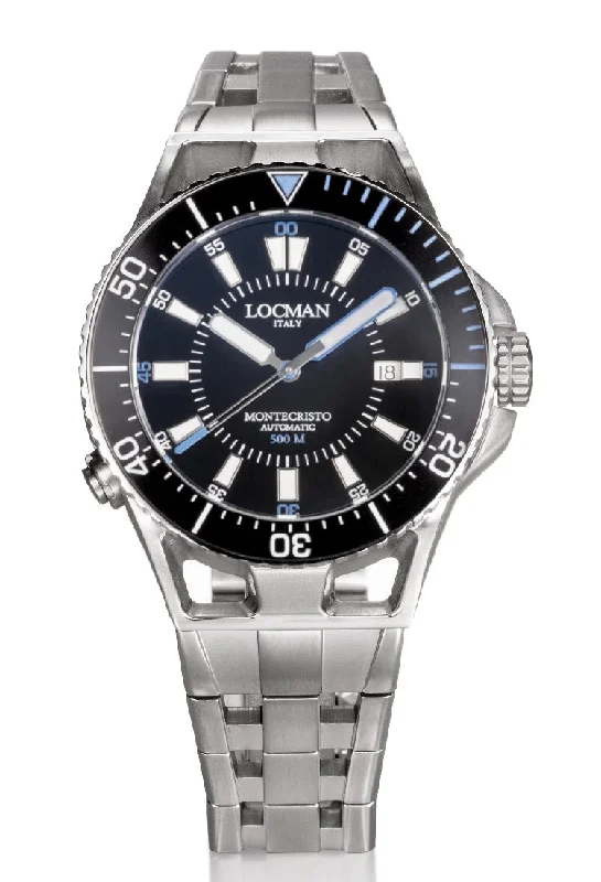Men's German Made Sports Watches-Locman Montecristo 500 mt automatico blu acciaio 0547A01A-00BKSKB0