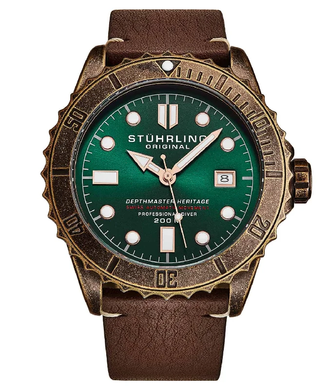 Green Dial / Coppertone Case / Brown Leather Strap