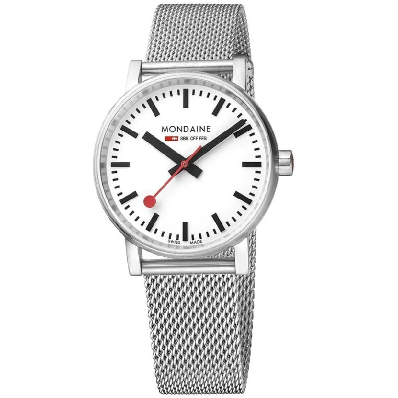 Men's Designer Design Dress Watches-Mondaine Evo2 Unisex White Watch MSE.35110.SM
