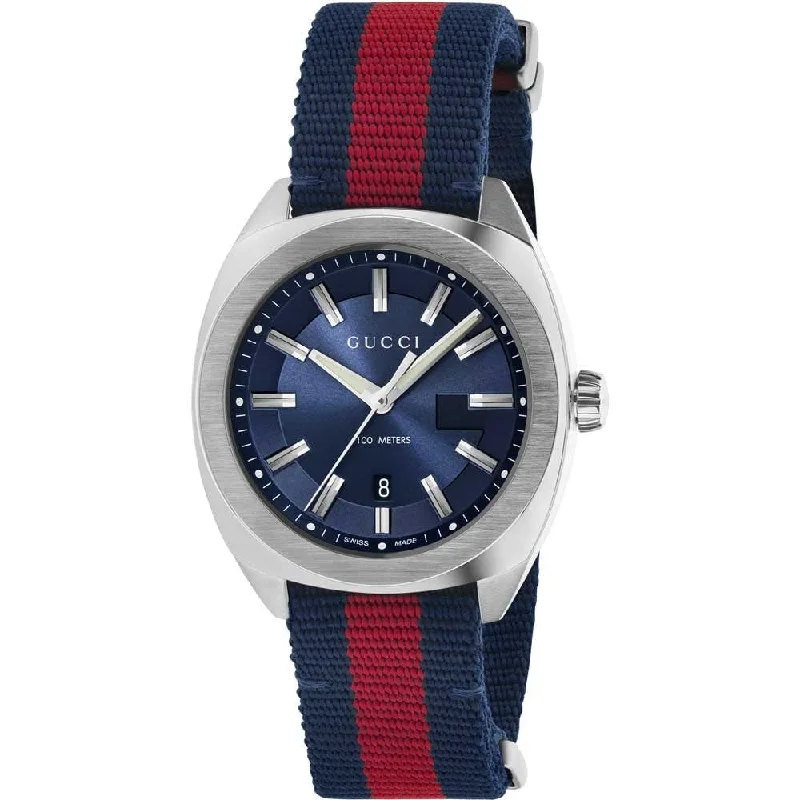 Men's Swiss Watch Supplier-Gucci YA142304 Men's Watch GG2570 Blue Canvas